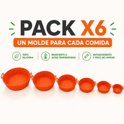 PROMO - Pack 6 - Moldes de Silicona Antiadherentes para Freidora de Aire