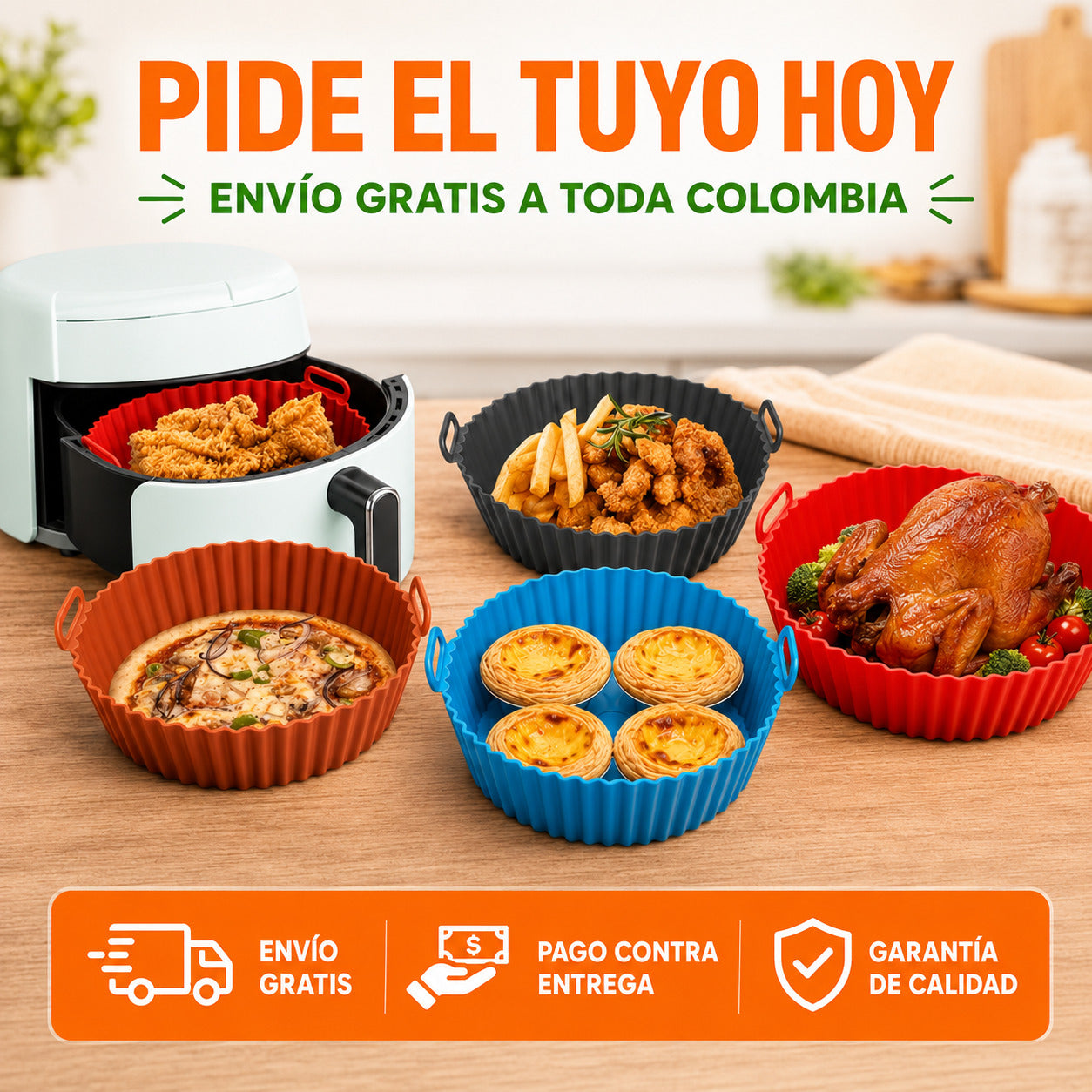 PROMO - Pack 6 - Moldes de Silicona Antiadherentes para Freidora de Aire