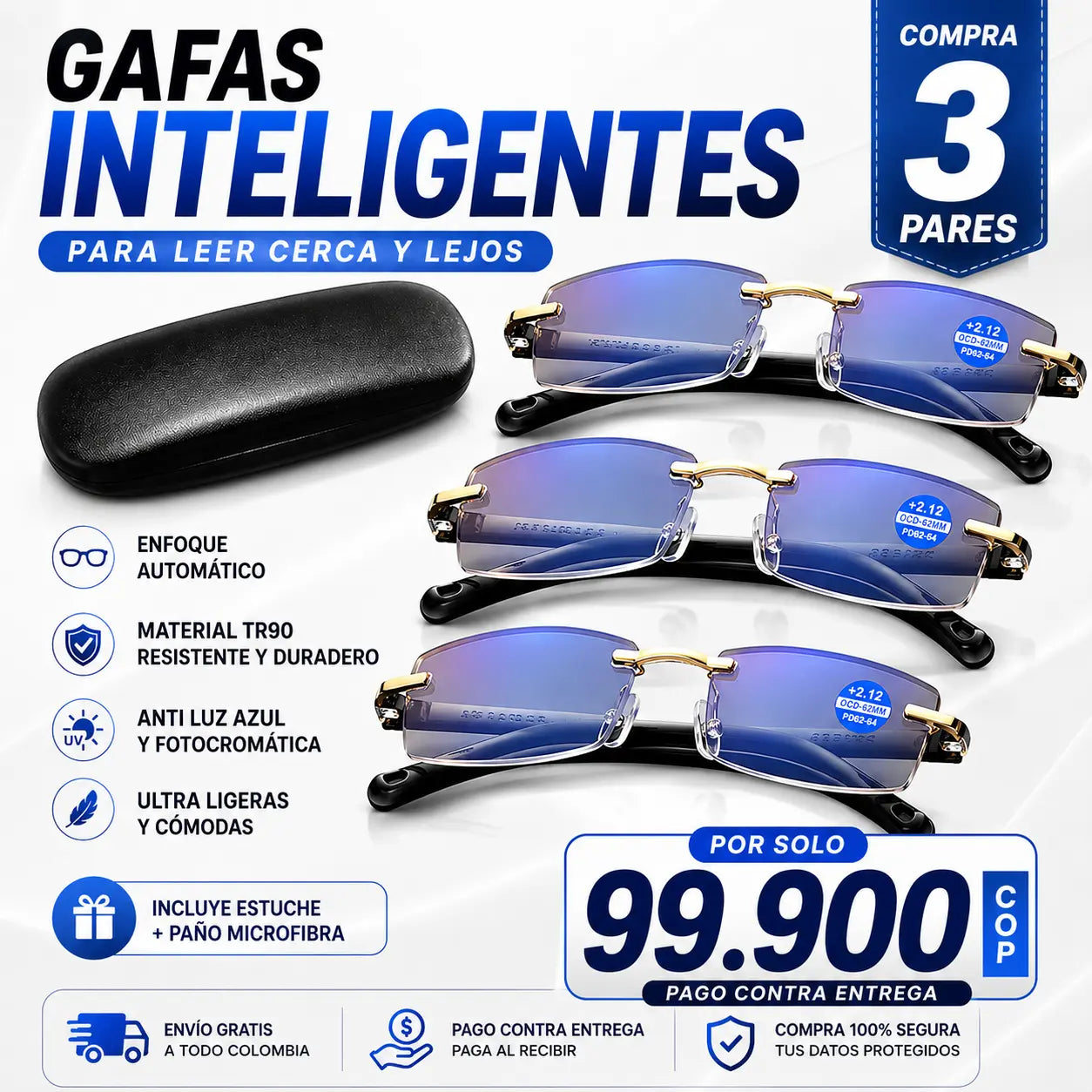 PROMO 3x1: 🔥 LLEVA 3 Y PAGA 1 🔥 👓 Gafas de Aumento Inteligente TR90 + 🎁 Kit GRATIS (-70% OFF)